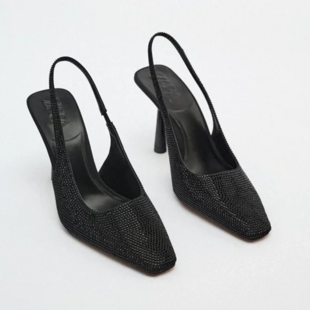 Zara Rhinestone Slingback Heels
